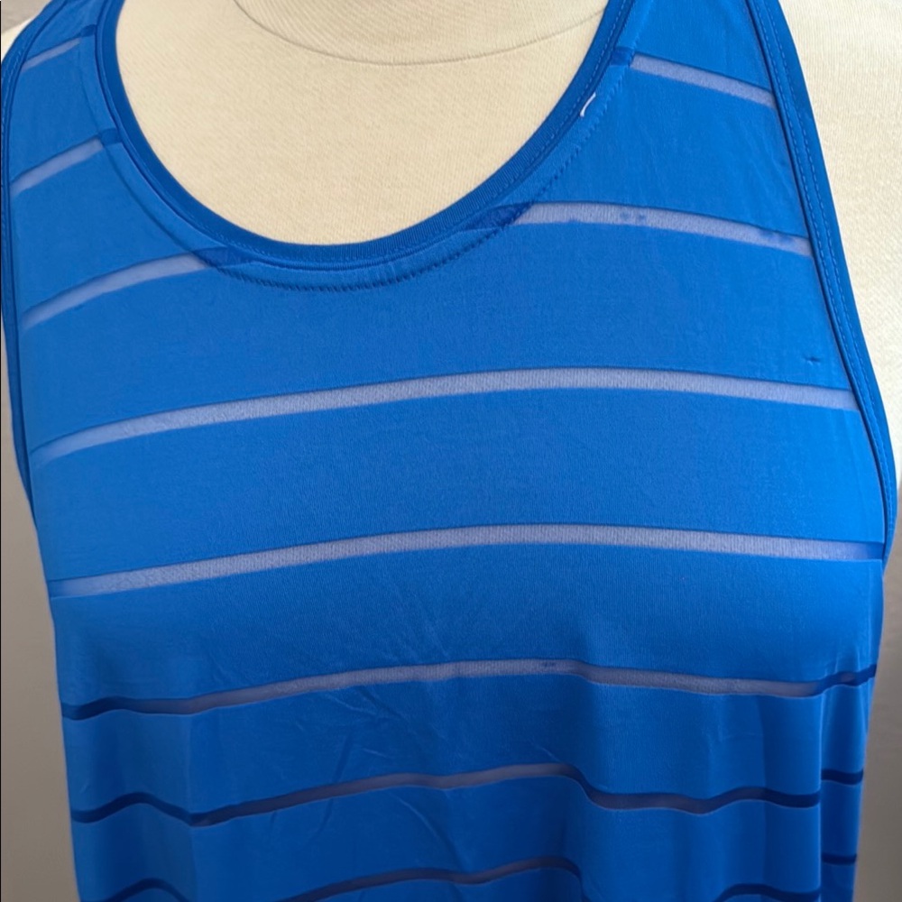 Athletic Works Blue Striped Tank Top - Picture 2 of 5